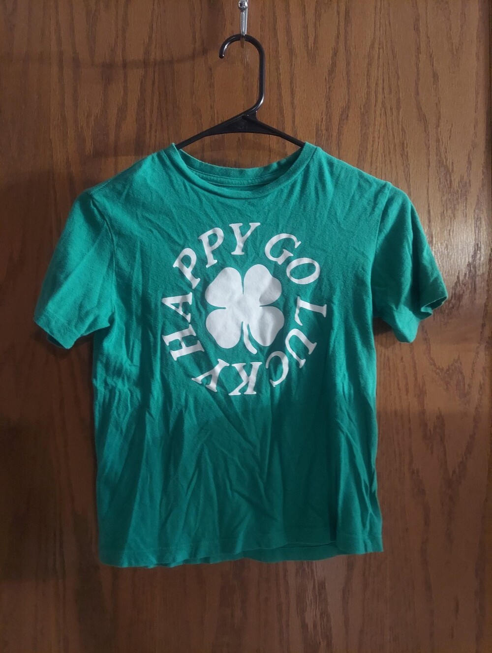Old Navy Kids Medium (8) Green St. Patrick's Day Happy Go Lucky Graphic Tee